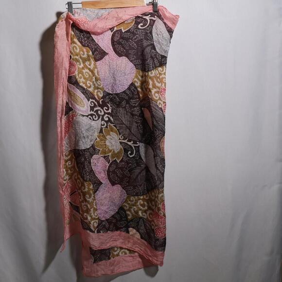 VTG Silk Paisley Flowers Artsy Boho Whimsigoth Groovy‎ Scarf Patchwork Hippie * - Picture 2 of 5